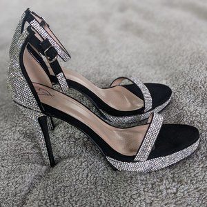 Black & Silver Rhinestone Studded Heels